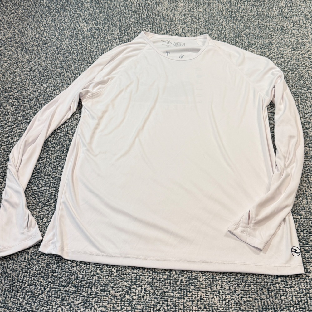 Reel Life Mens XL White Long Sleeve Sun Shirt Follow Me To Paradise Graphic UPF